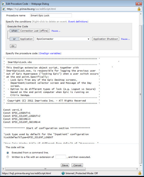 Imprivata OneSign Extension Objects