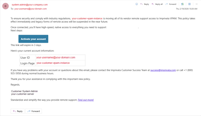 Account Activation Email
